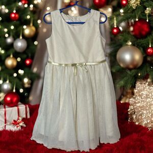 Bonnie Jean Girls Size 6 Ivory Mesh Tulle Sleeveless Formal Party Dress